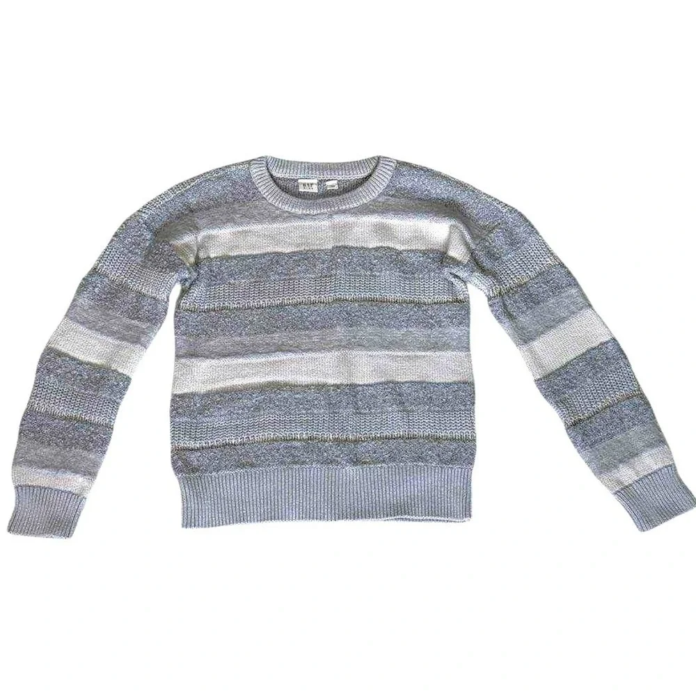 Gap Kids Girls Sweater Size L Gray Chunky Variation Striped Pullover Knit